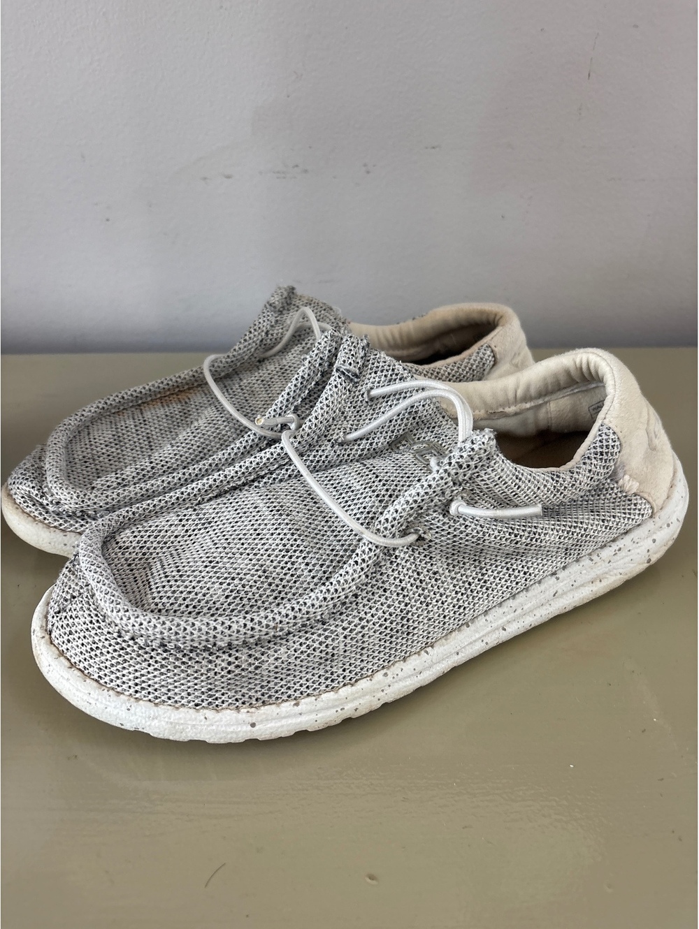 Hey Dude Wally Sox Slip On Shoes in Light Gray, Size 9 Ladies Women's